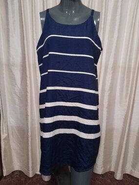 BB Dakota Blue & White Striped Slip Dress Spaghetti Strap Women's Size M